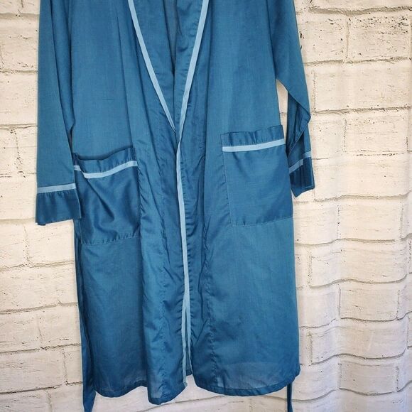 Vintage Robe By Weldon Blue Polyester Mens Robe With Belt Medium - Picture 8 of 9